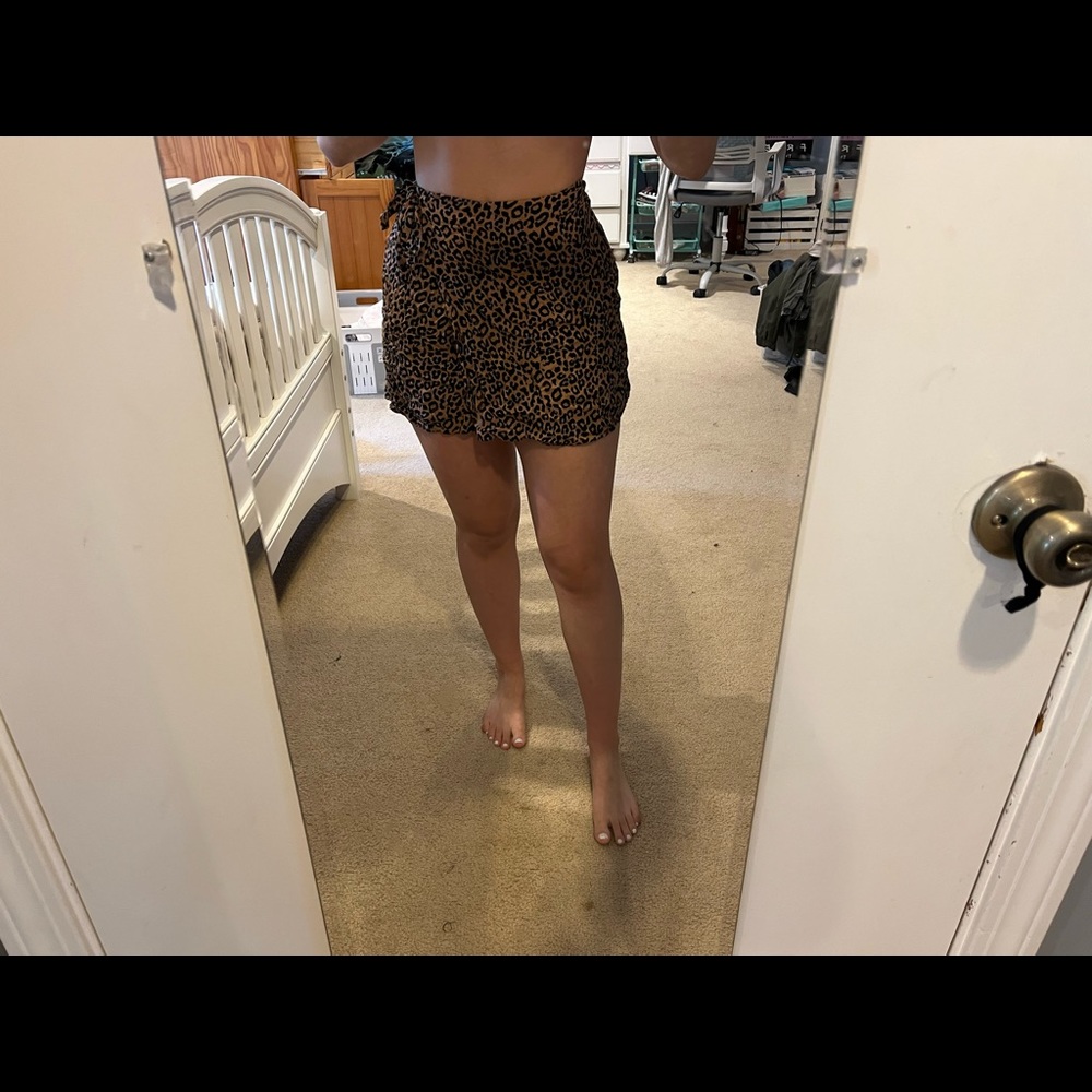 Cheetah print wrap mini skirt